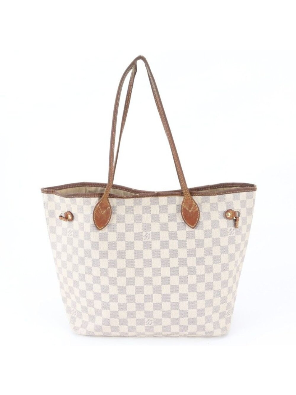 Louis Vuitton Damier Azur Neverfull MM Leather Tote Bag